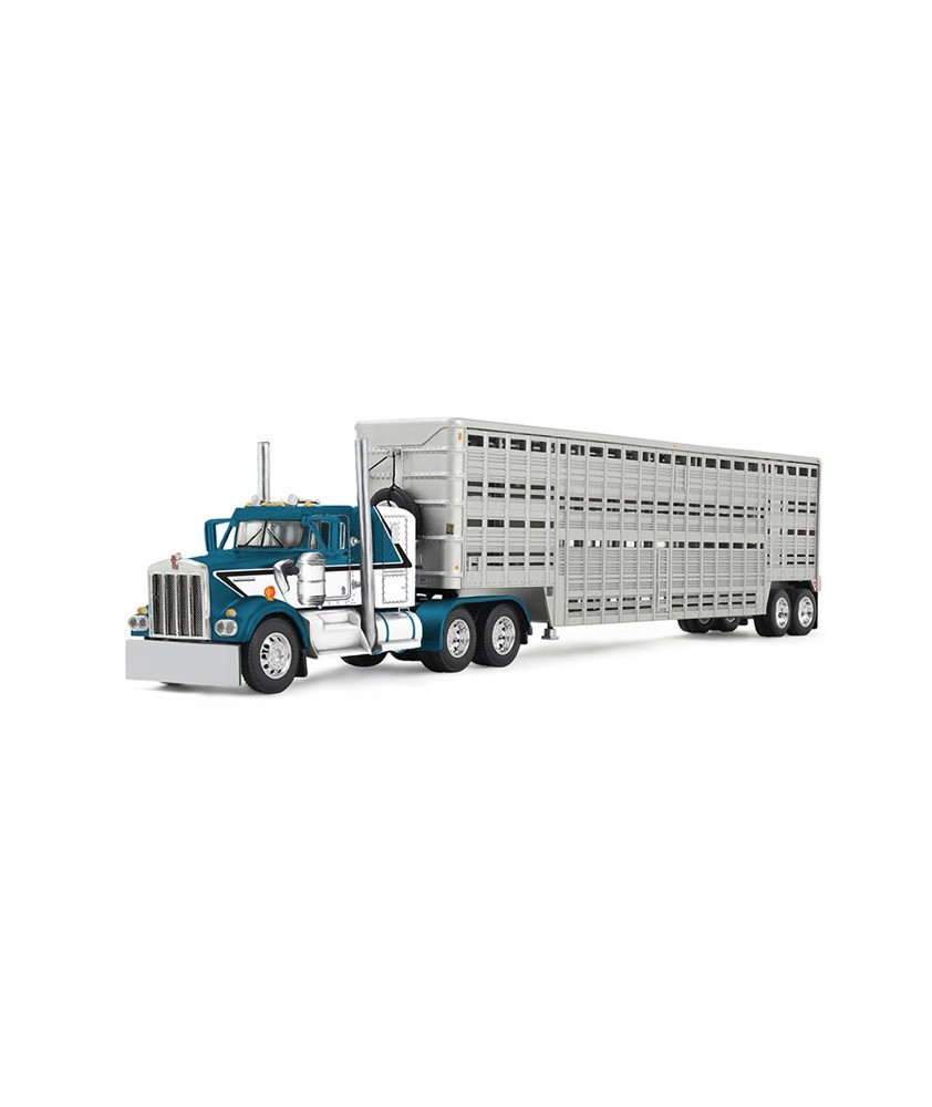 DCP by First Gear - Kenworth W900A with Vintage Tandem Axle Livestock Trailer