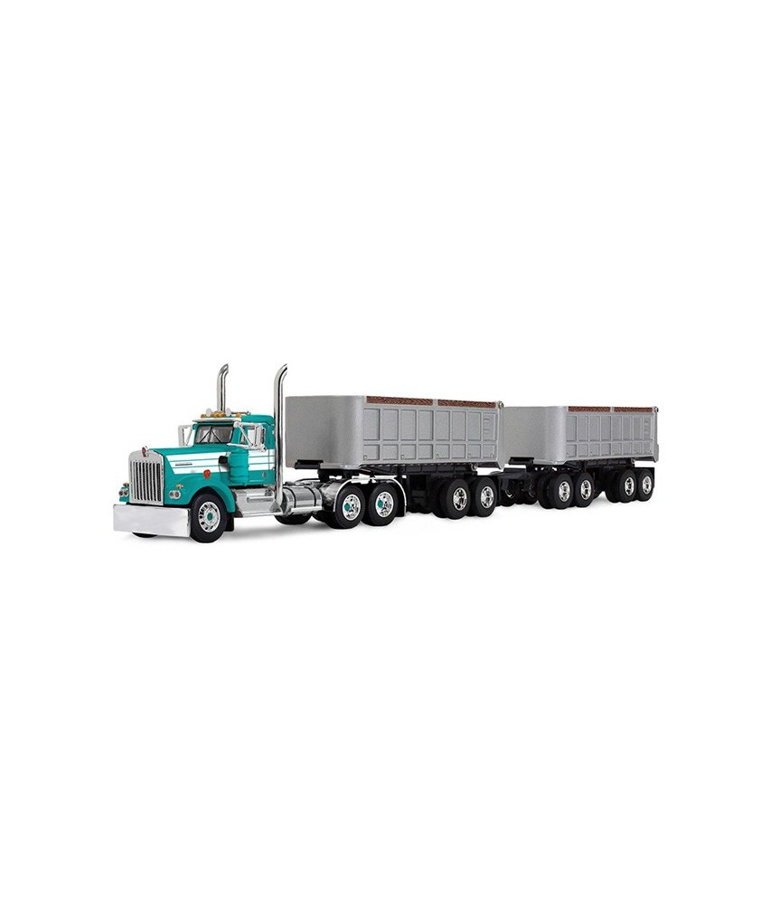 DCP by First Gear - Kenworth W900A Day Cab with Dual End Dump Trailers