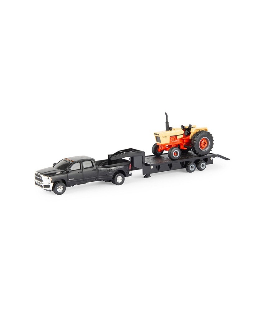 Ertl Farm Toys Case 1270 Tractor with RAM 3500 Pickup and Gooseneck Flatbed Trailer