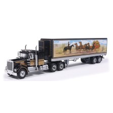 IXO America Model Cars - 1976 Kenworth W900 and Refrigerated Trailer with Stagecoach and Bandit Mural