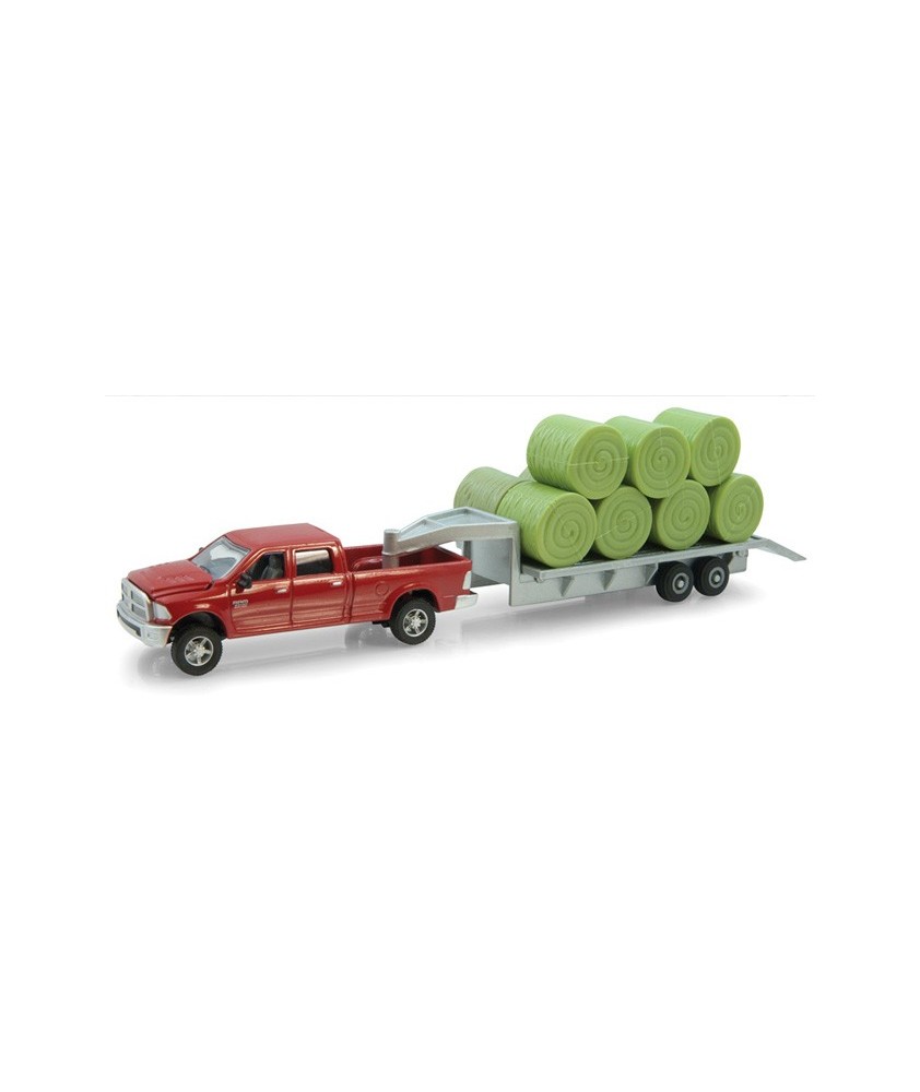 Dodge RAM Pickup with Trailer and Hay Bale Load