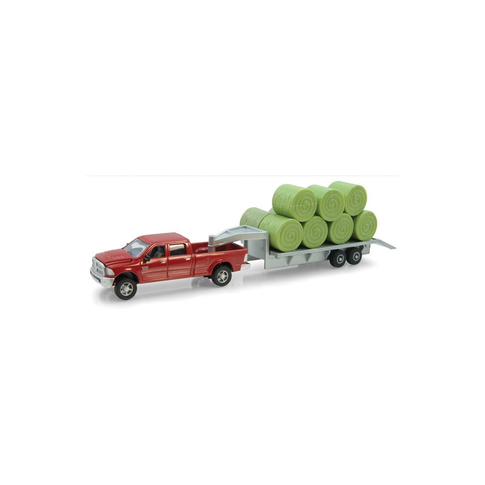 Dodge RAM Pickup with Trailer and Hay Bale Load