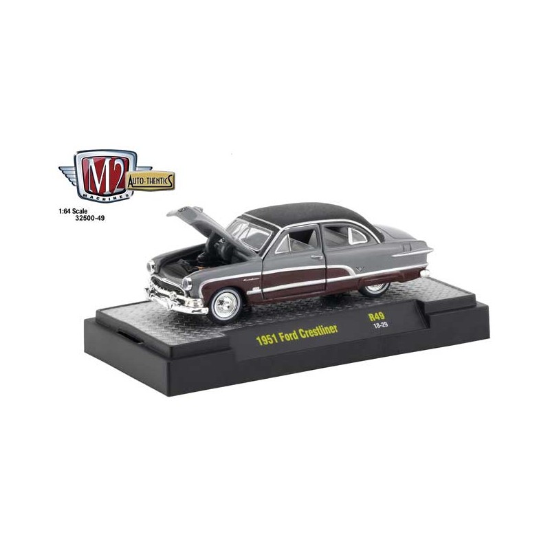 M2 Machines by M2 Collectible Auto-Thentics 1951 Ford Crestliner 1:64 Scale R33 15-27 Baby Yellow/Black Top Details Like NO Other! 