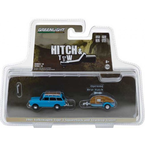 Greenlight Hitch and Tow Series 14 - 1961 Volkswagen Type 3 with Tear Drop Trailer