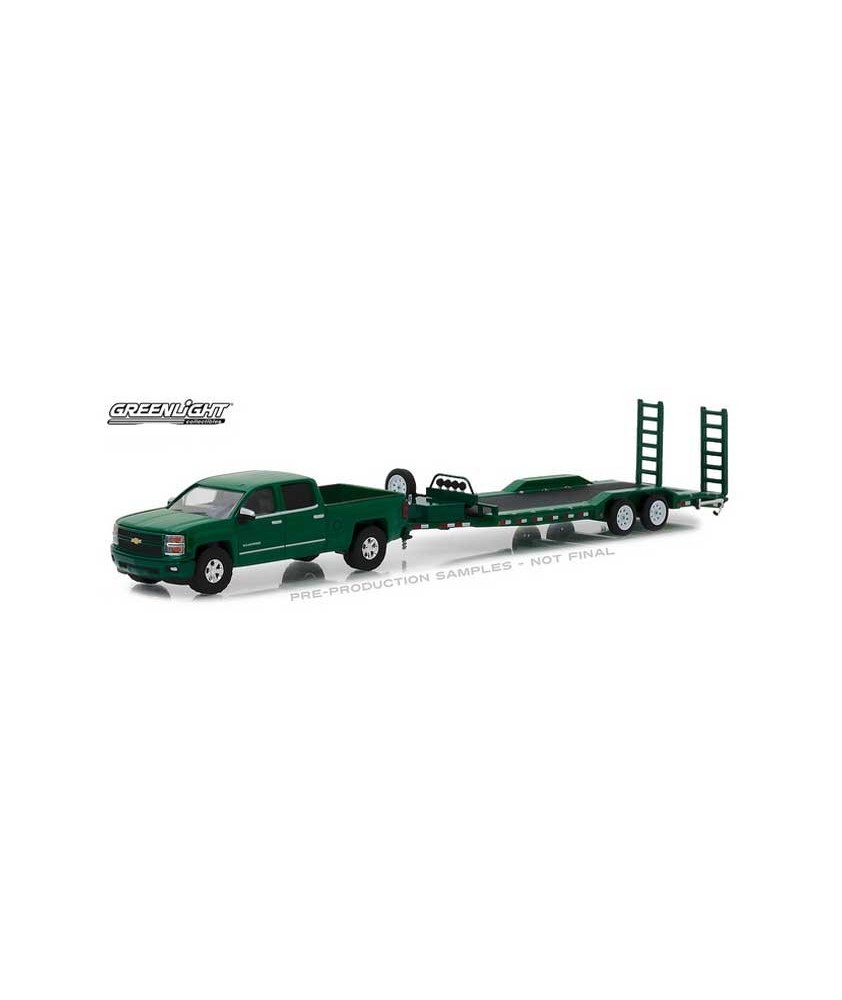 Greenlight Hitch and Tow Series 14 - 2015 Chevy Silverado with Car Hauler Trailer