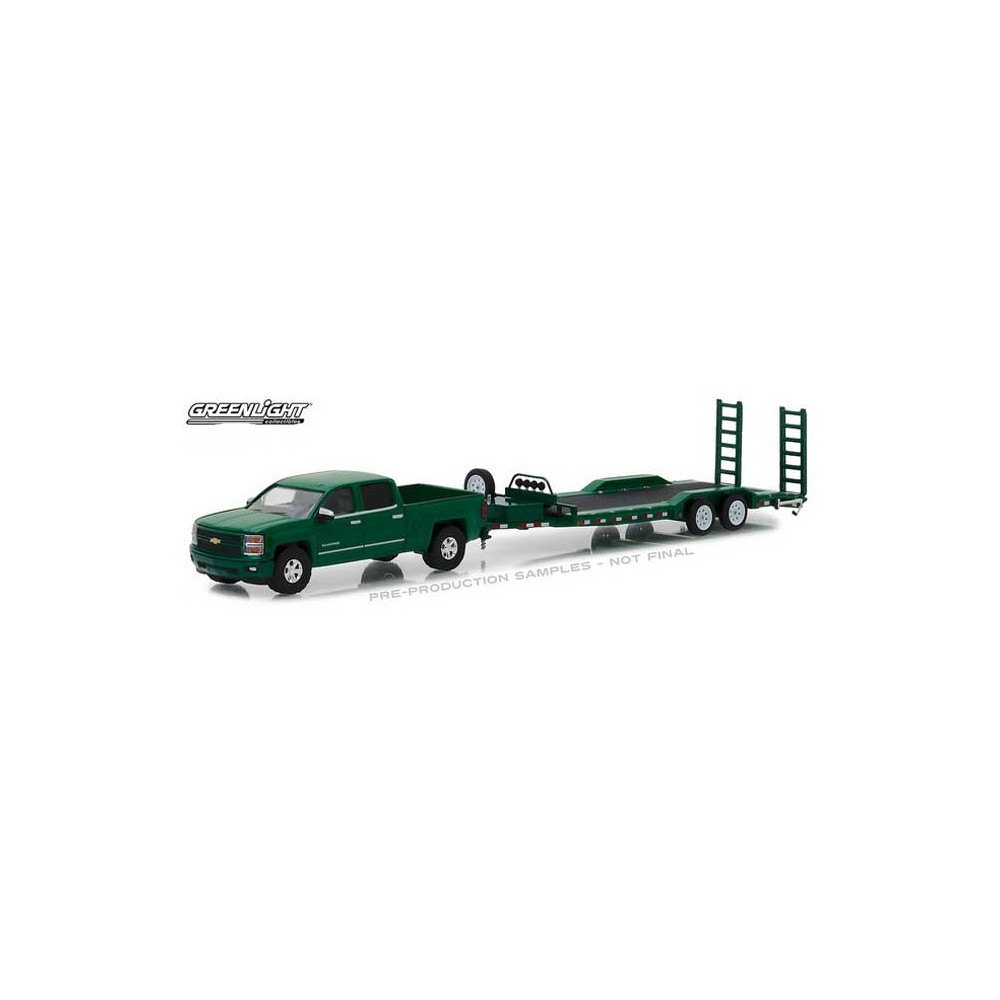 Greenlight Hitch and Tow Series 14 - 2015 Chevy Silverado with Car Hauler Trailer