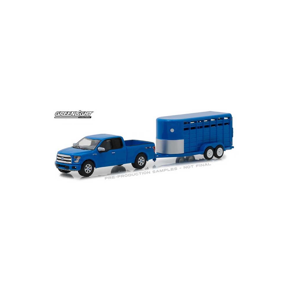 Greenlight Hitch and Tow Series 14 - 2016 Ford F-150 with Livestock Trailer