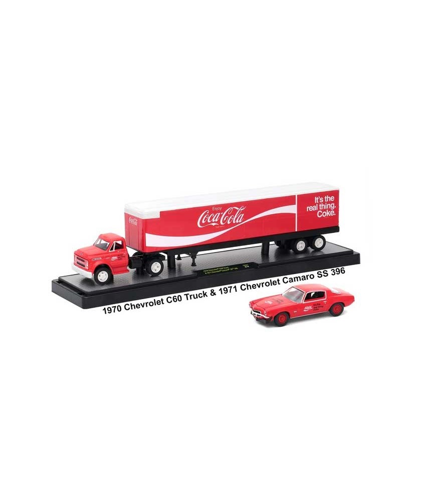 M2 Machines Coca-Cola Haulers - 1970 Chevy C60 Truck with 1971 Chevy Camaro SS 396