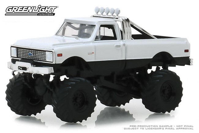 Chase* Greenlight 1:64 1972 Chevrolet K-10 Monster Truck w/ Gooseneck  Trailer 