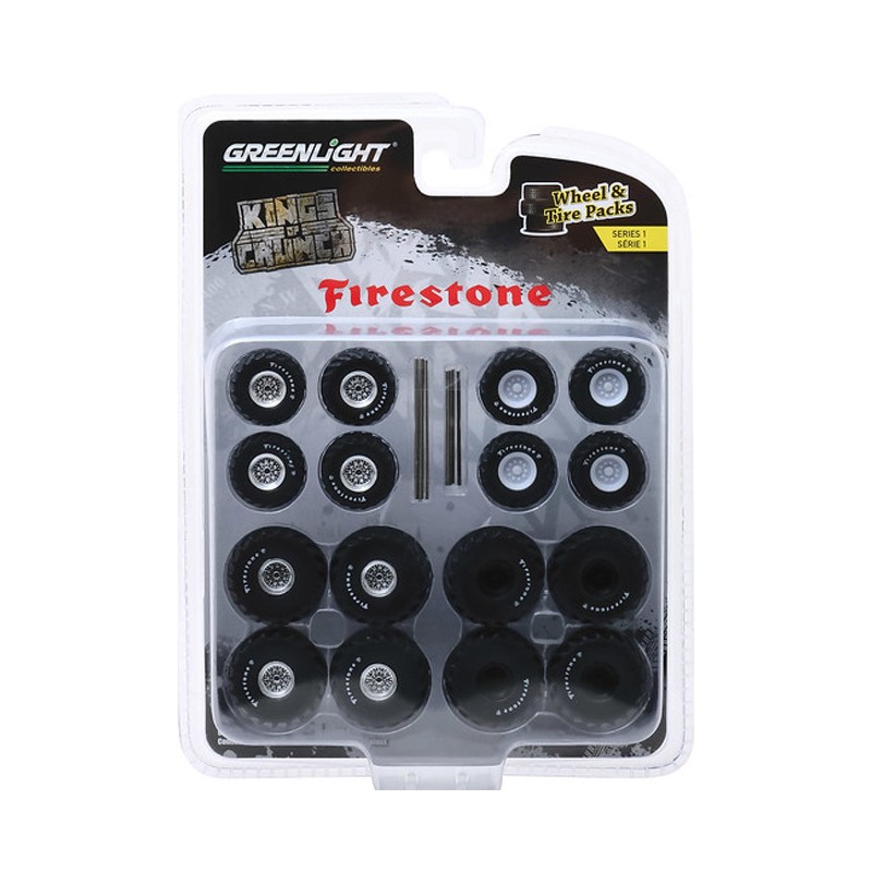 GreenLight 1/64 Wheel & Tire Set JEEP/FORD/ Kings of Crunch Firestone Tires