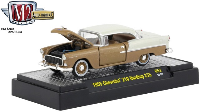 1 of 5000 M2 Machines Auto-Thentics 1955 Chevrolet 210 Hardtop 235 1:64 Scale R26 13-08 Sky Blue/White Details Like NO Other