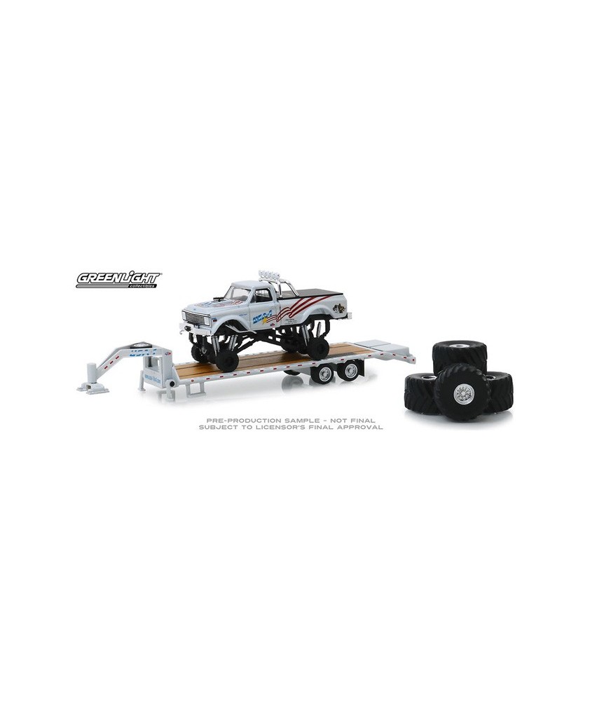 Greenlight Hobby Exclusive - 1970 Chevy K-10 Monster Truck on Gooseneck Trailer USA-1