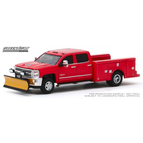 Greenlight Dually Drivers Series 3 - 2018 Chevy Silverado 3500 with Service Bed and Snow Plow