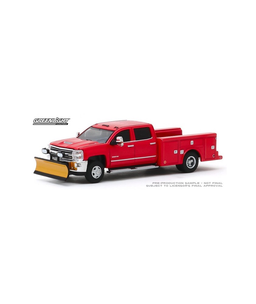 Greenlight Dually Drivers Series 3 - 2018 Chevy Silverado 3500 with Service Bed and Snow Plow