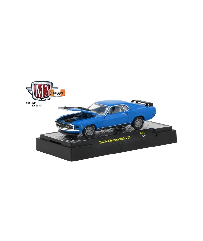 1970 Ford Mustang Mach I 351 Blue ** M2 Machines Detroit Muscle 1:64 NEU