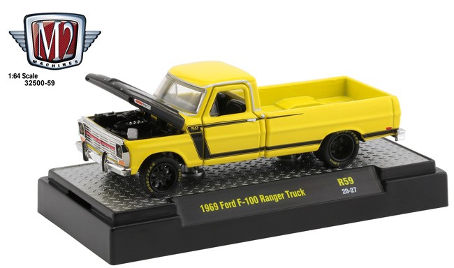 1:64 M2 Machines *AUTO-THENTICS R59* Auto-Mods Yellow 1969 Ford F-100 Truck NIB