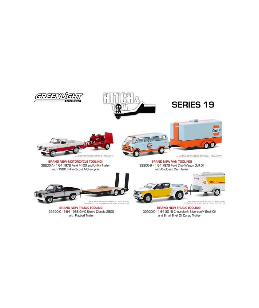 Greenlight 1//64 Hitch /& Tow 1972 Ford F-100 and Trailer with 1920 Motorcycle