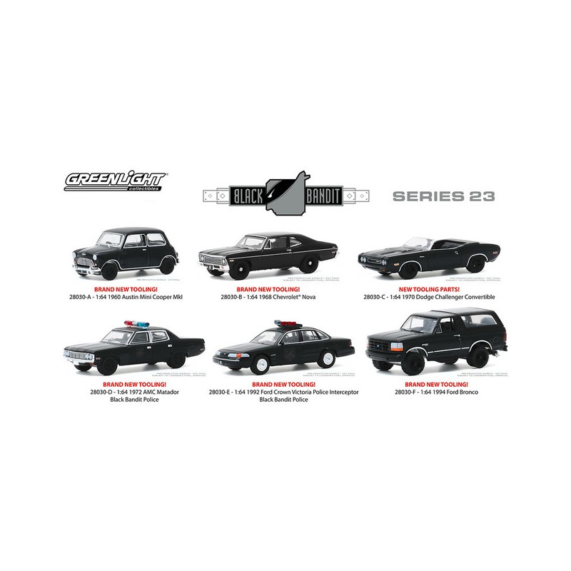 GREENLIGHT BLACK BANDIT SERIES 16 SET OF 6 FORD CHEVY 1/64 DIECAST CAR 27880