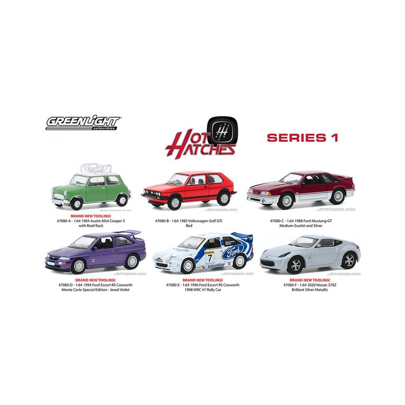 Hot Hatches Scale 1:64 New !° Greenlight 47080-C Ford MUSTANG Gt Red/Silver