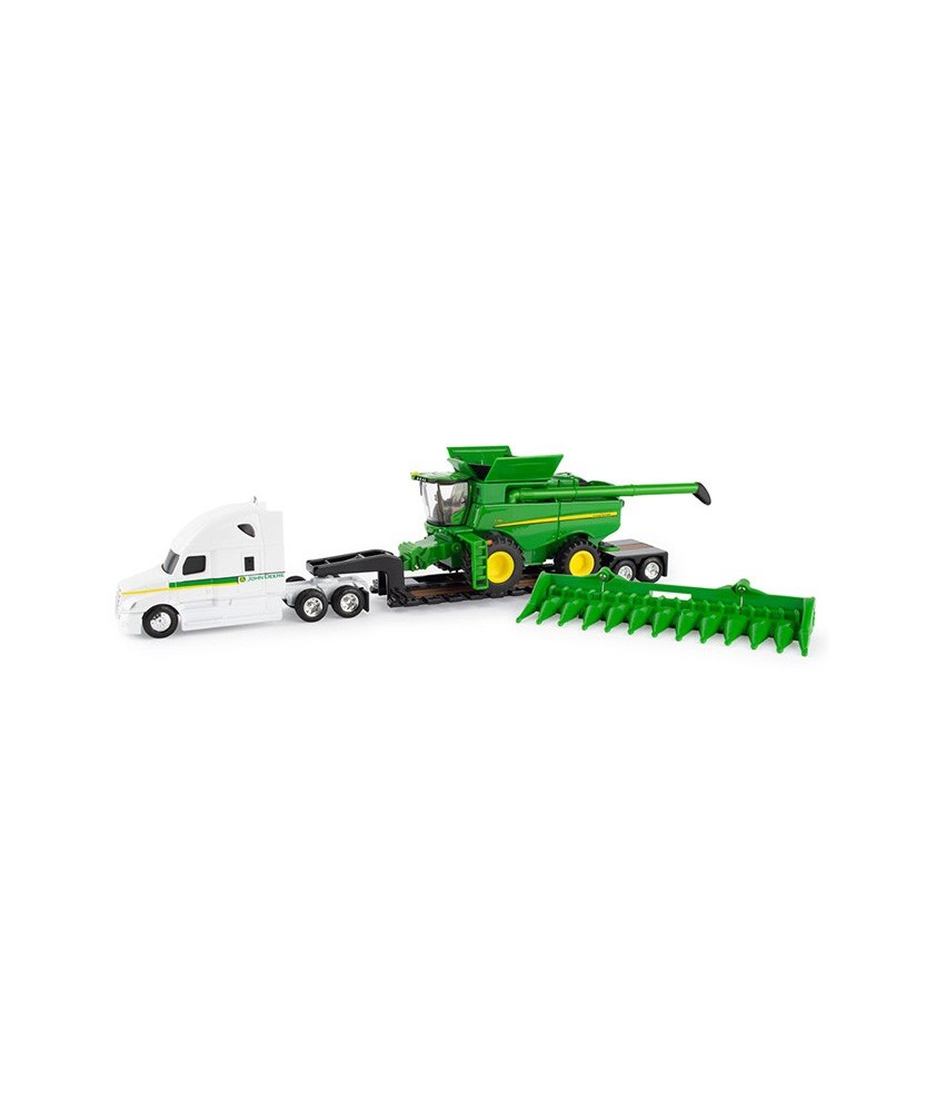 Ertl John Deere S780 Combine with Freightliner and Lowboy Trailer