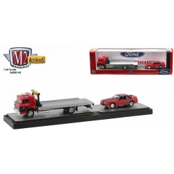 M2 Machines Auto-Haulers Release 42 - 1966 Ford C-950 Flatbed Truck with 1987 Ford Mustang GT