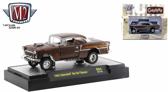 M2 Machines LOOSE 1957 Chevrolet Bel Air GASSER Auto LIFT OREILLYS Custom 1:64 