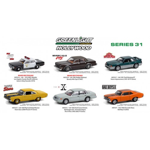 Greenlight Hollywood Series 31 - Six Car Set