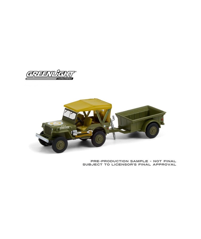 Greenlight Hitch and Tow Series 22 - 1943 Willys MB Jeep with Cargo Trailer