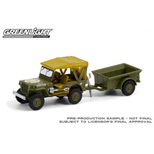 Greenlight Hitch and Tow Series 22 - 1943 Willys MB Jeep with Cargo Trailer
