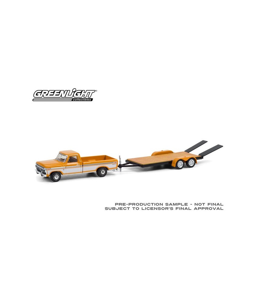 Greenlight Hitch and Tow Series 22 - 1976 Ford F-150 Ranger XLT with Flatbed Trailer