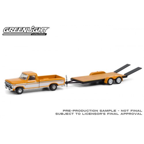 Greenlight Hitch and Tow Series 22 - 1976 Ford F-150 Ranger XLT with Flatbed Trailer