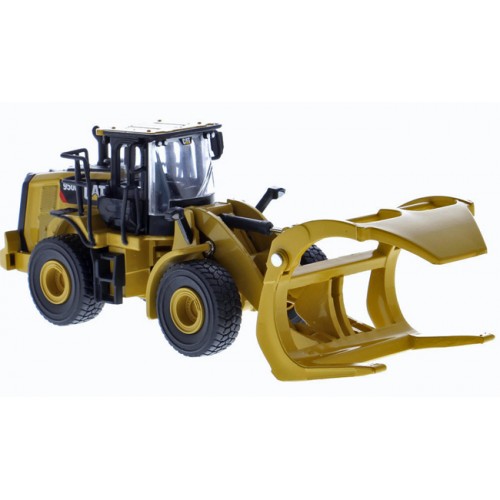 Diecast Masters CAT 950M Wheel Loader with Log Fork and Bucket Attachment