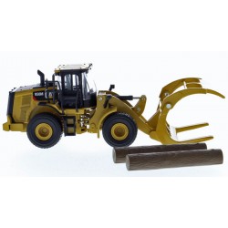 Diecast Masters CAT 950M Wheel Loader with Log Fork and Bucket Attachment