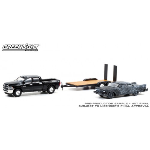 Greenlight Hollywood Hitch and Tow Series 9 - 2018 RAM 2500 with 1958 Plymouth Fury on Flatbed Trailer