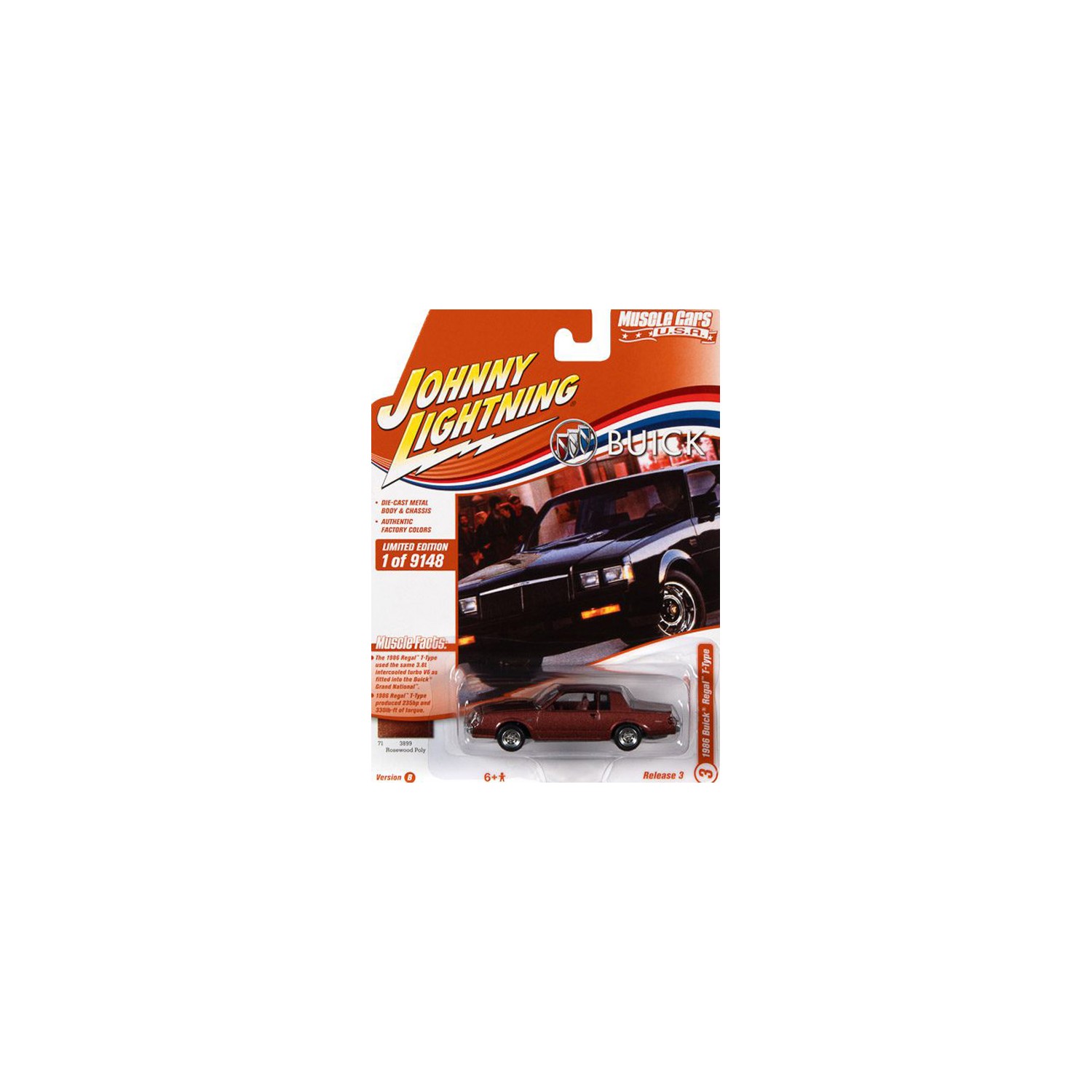 Voiture Miniature Johnny Lightning 1:64 - Buick Regal T-Type 1987 - Édition Limitée White Lightning