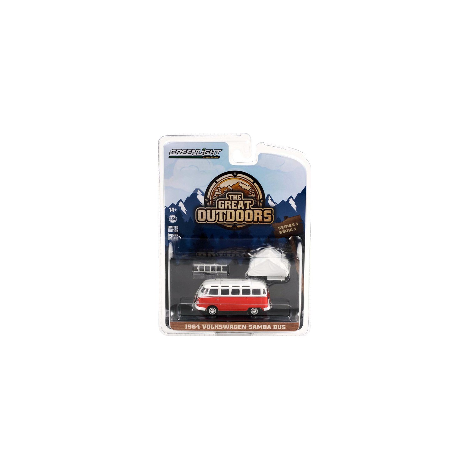 Figurine Greenlight 1/64 - Volkswagen Samba Bus 1964 - Série V-Dub 9 - Jaune - Neuf