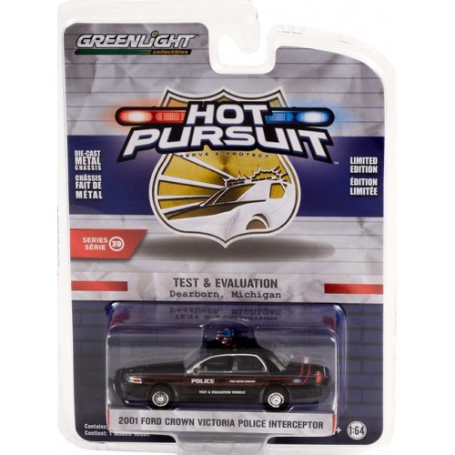 Greenlight Hot Pursuit Series 39 - 2001 Ford Crown Victoria Police Interceptor Police Prep Package - Test &amp; Evaluation Vehicle