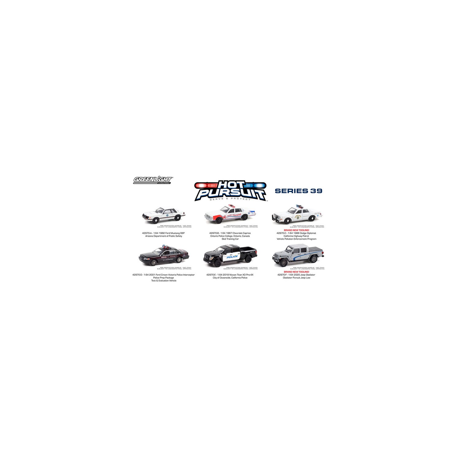 Greenlight Hot Pursuit Series 39 - Six Car Set