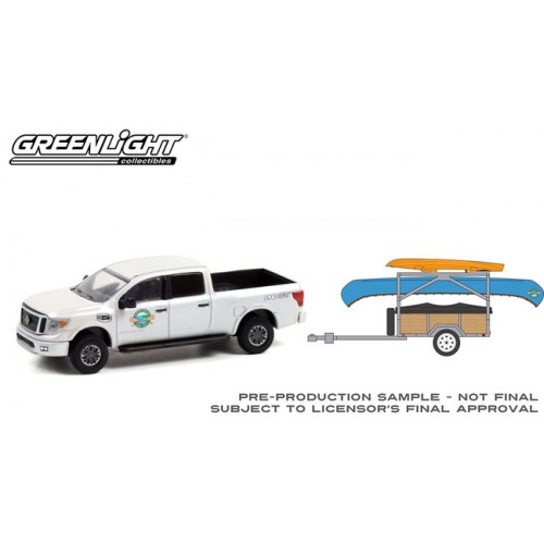 Greenlight Hitch and Tow Series 23 - 2019 Nissan Titan XD Pro-4X with Canoe Trailer