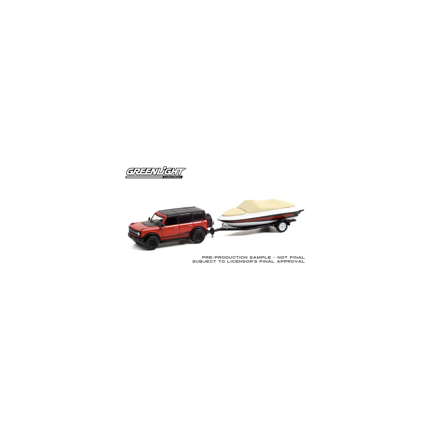 Greenlight Hitch and Tow Series 23 - 2021 Ford Bronco Wildtrak with Boat Trailer