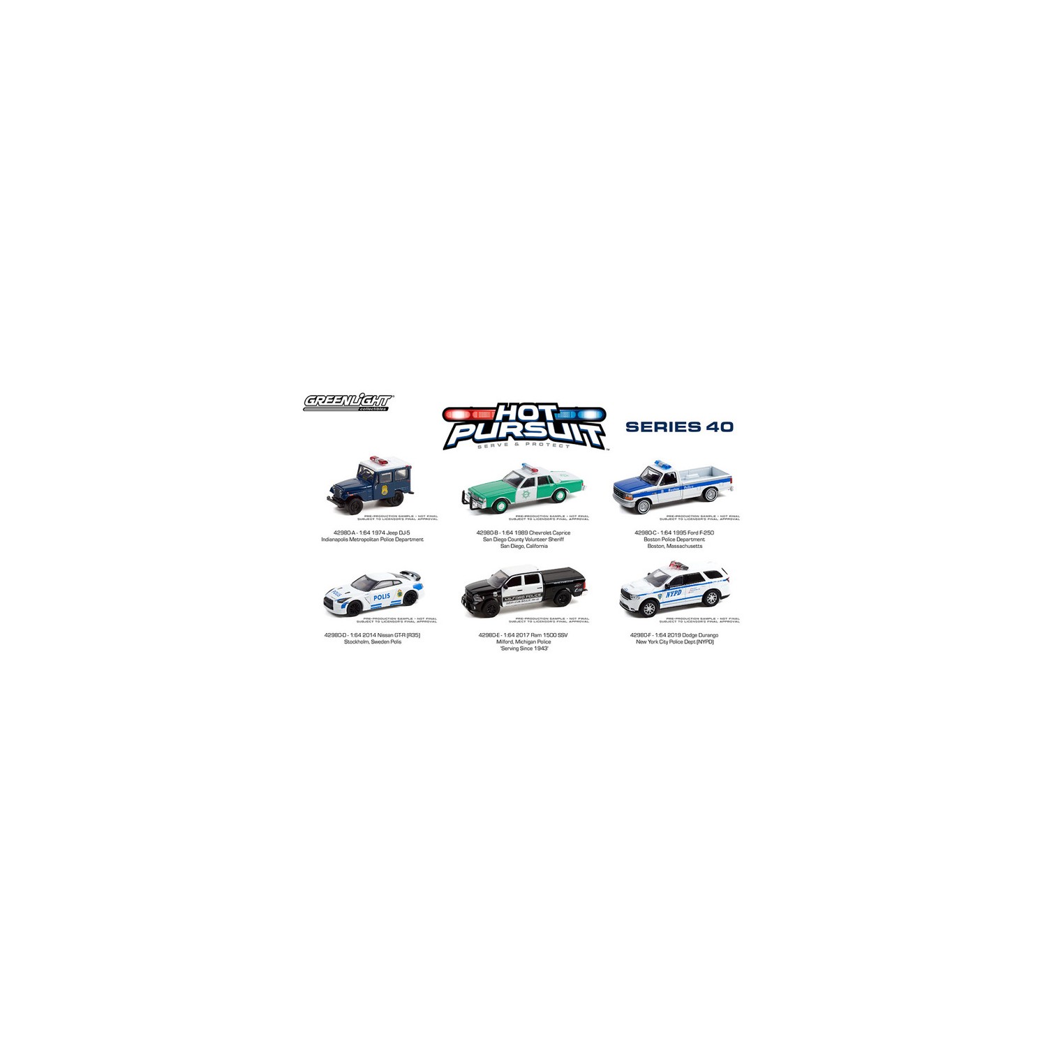 Greenlight Hot Pursuit Series 40 - Six Car Set