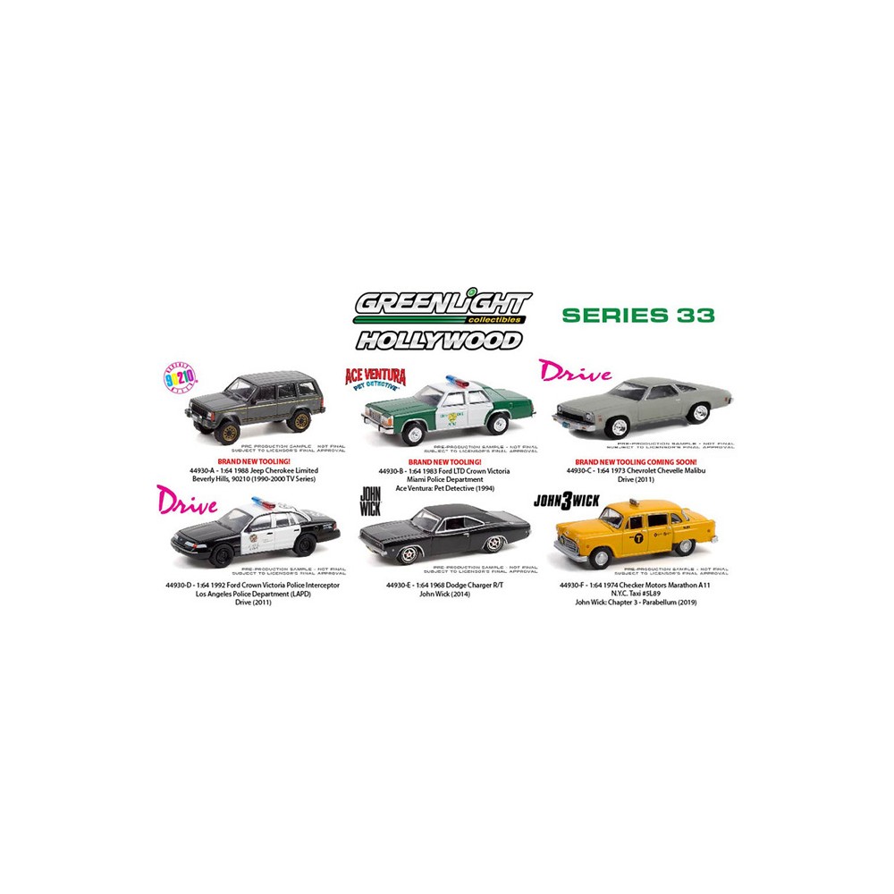 Greenlight Hollywood Series 33 - Six Car Set