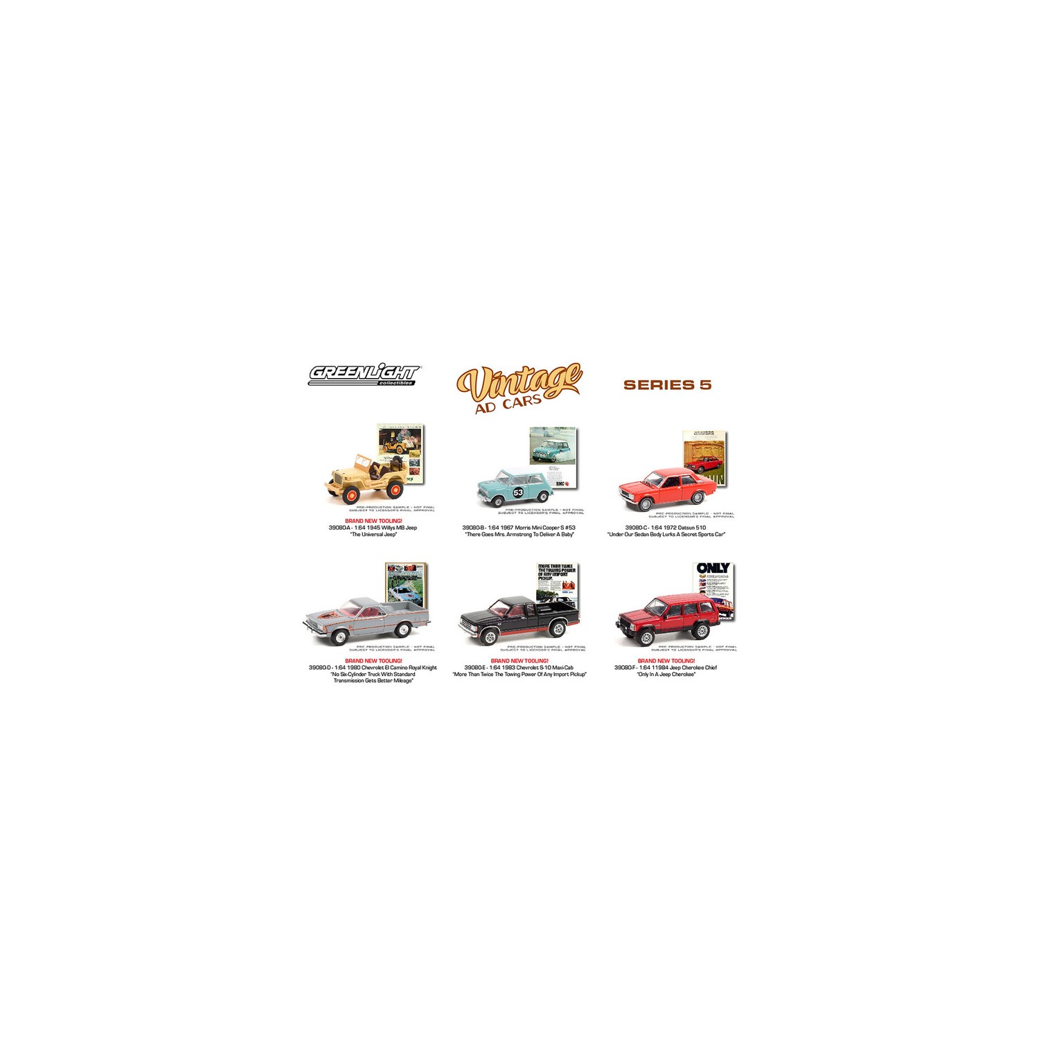 Greenlight Vintage Ad Cars Series 5 - Six Car Set