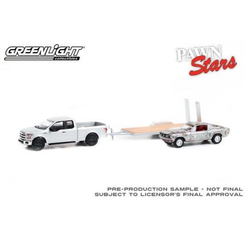 Greenlight Hollywood Hitch and Tow Series 10 - 2015 Ford F-150 with 1968 Ford Mustang GT Pawn Stars