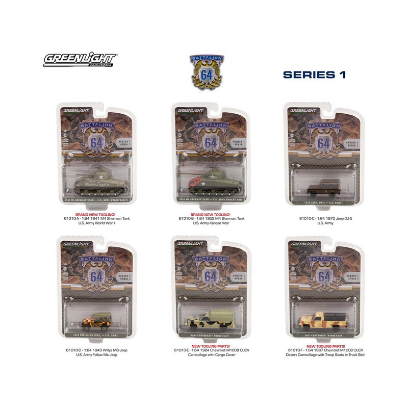 Greenlight 1:64 Battalion 64 61020 Series 2 Complete 6 Car Set