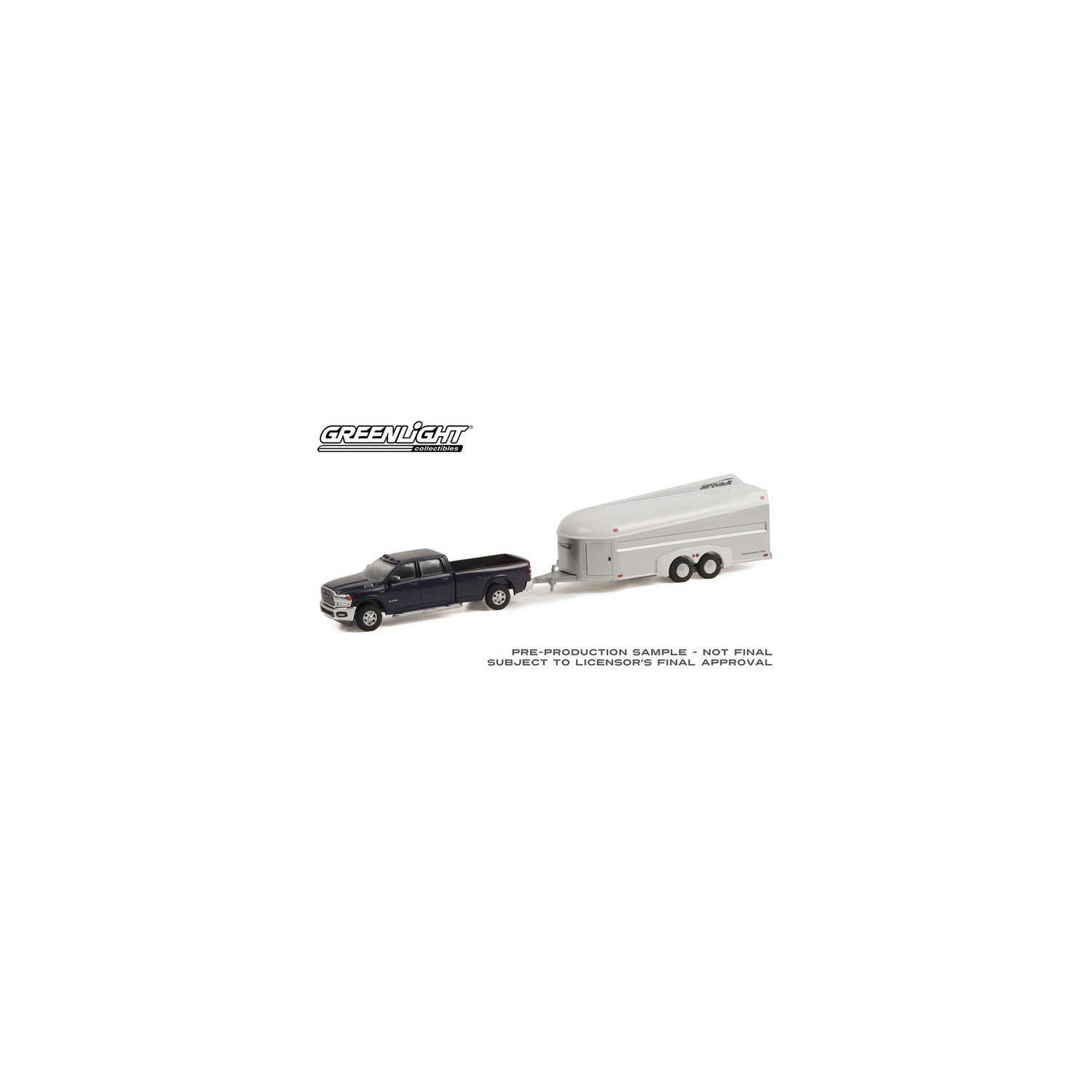 Greenlight Hitch and Tow Series 24 - 2021 RAM 3500 Laramie Crew Cab with Aerovault MKII Trailer