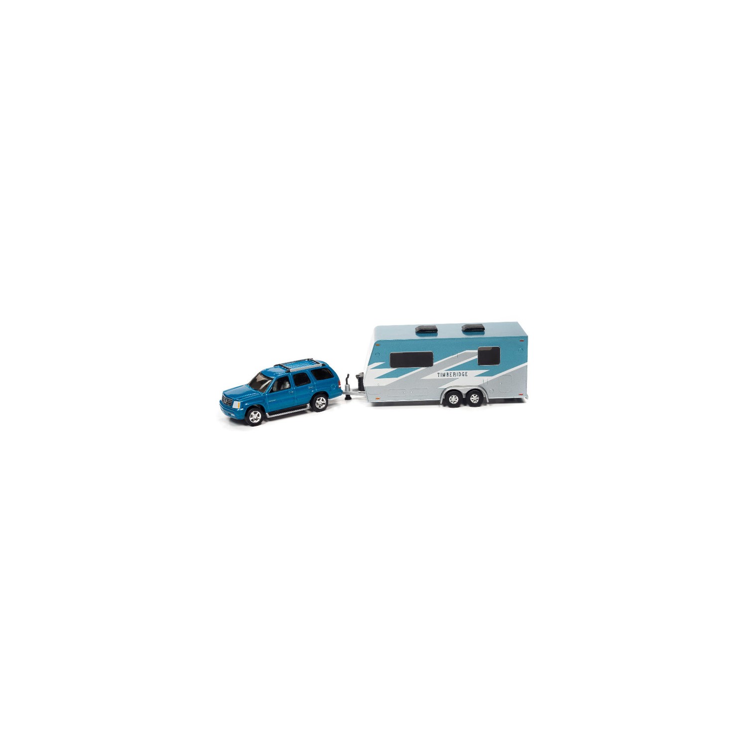 Johnny Lightning Truck and Trailer 2021 Release 1A - 2005 Cadillac Escalade with Camper Trailer