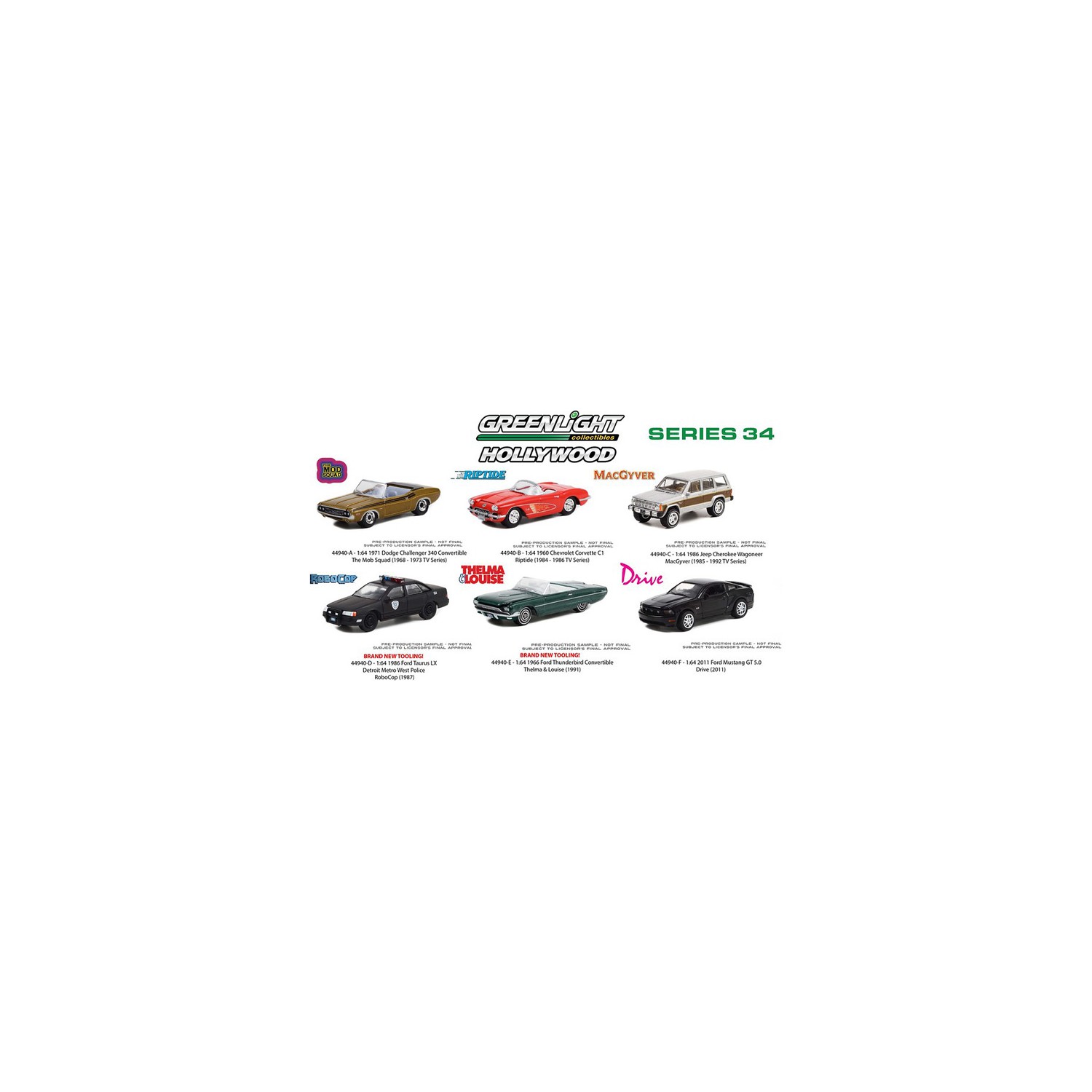 Greenlight Hollywood Series 34 - Six Car Set