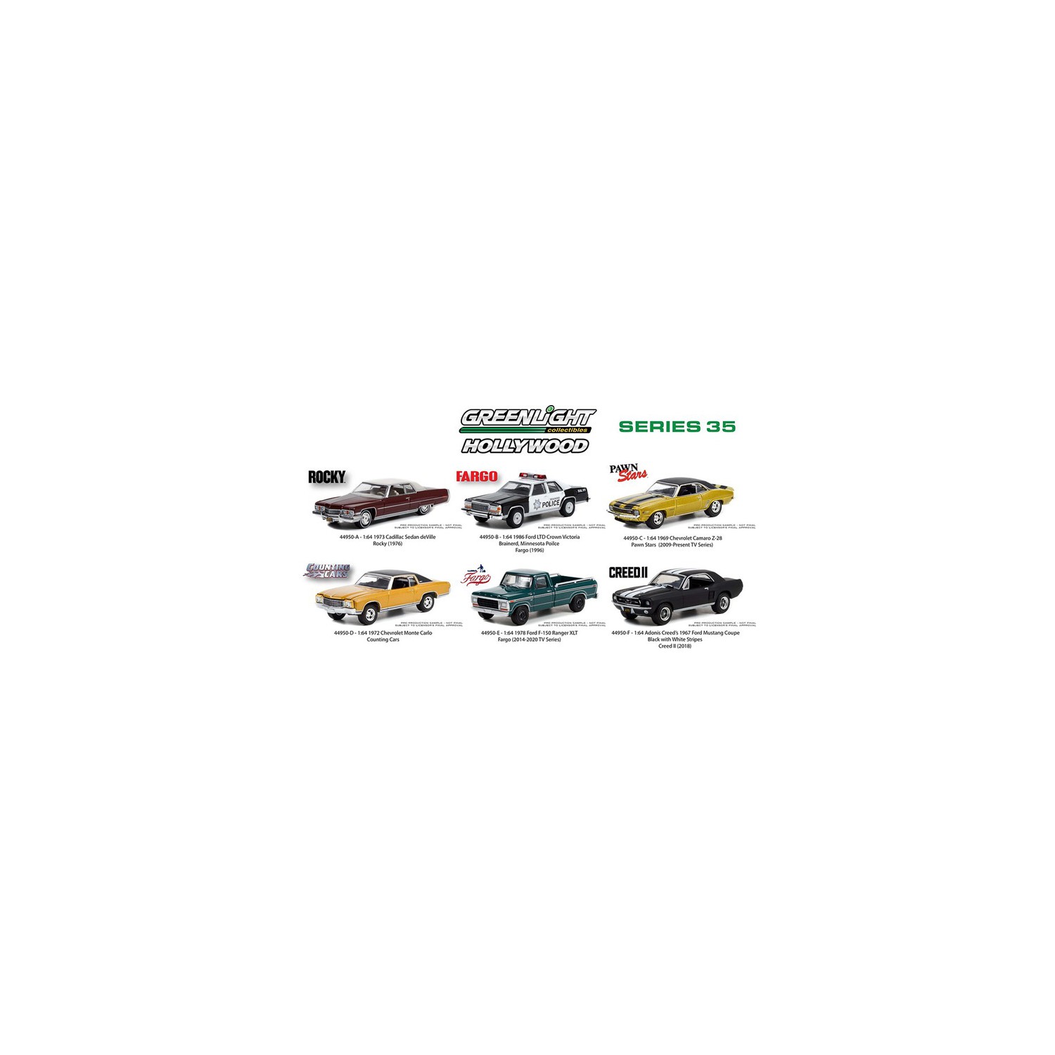 Greenlight Hollywood Series 35 - Six Car Set