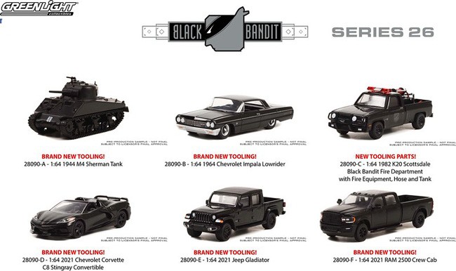 Greenlight Black Bandit Series 26 - Six Car Set